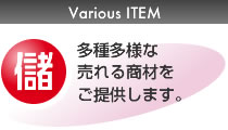 Flexible SYSTEM：「儲ける！」多種多様な売れる商材をご提供します。